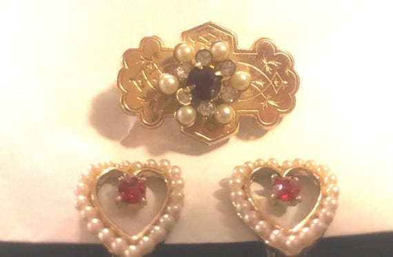 Art Deco - Vintage Ruby Red Rhinestone Art Deco D… - image 3