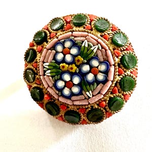 Vintage Round Micro Mosaic Pin Brooch