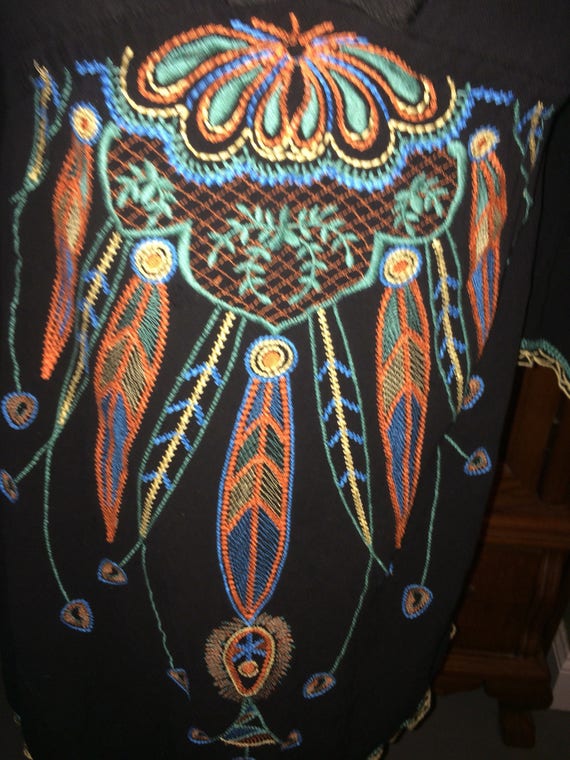 Size Small Seventies Style Embroidered Mini Dress… - image 5