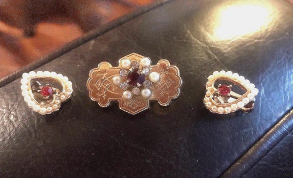 Art Deco - Vintage Ruby Red Rhinestone Art Deco D… - image 1