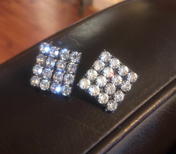 Rhinestone Earrings - Hollywood Glam Style Vintag… - image 1