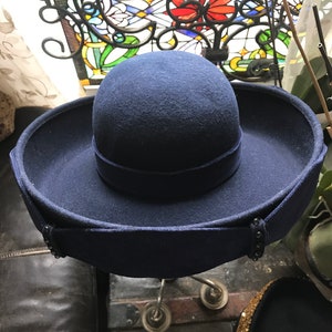 Mr John Classic Hat Mr John Blue 70s Designer Hat with Original Tags Old New Stock image 3