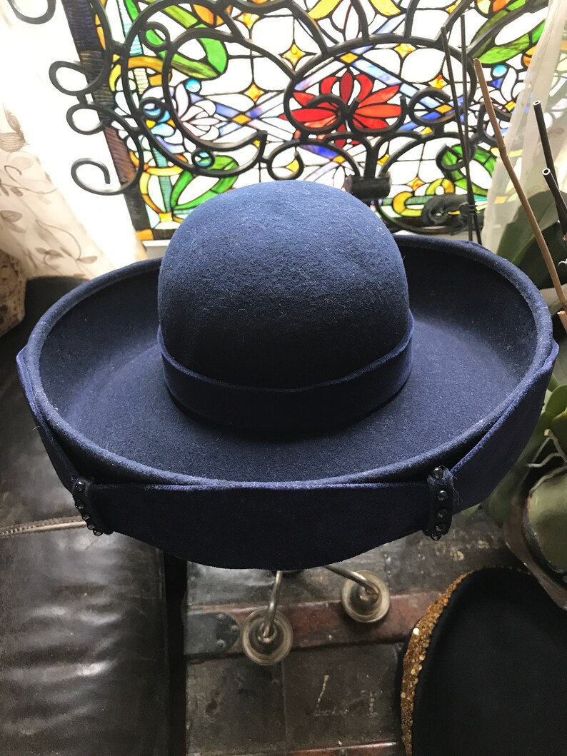 Mr John Classic Hat Mr John Blue 70s Designer Hat with Original Tags Old New Stock image 3