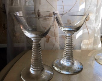 Two Bryce Ringmont Clear Blown Glass  Liqueur Glasses