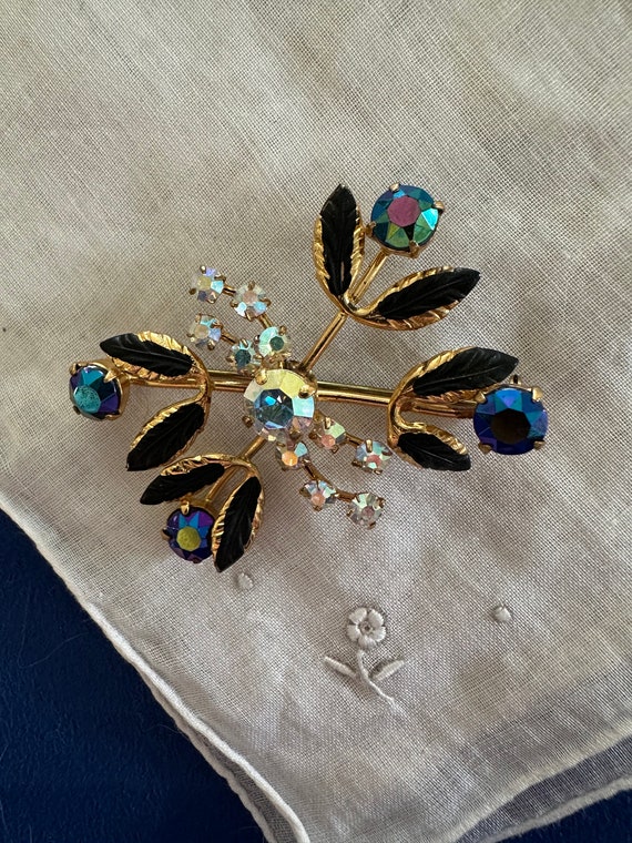 Vintage Austrian Crystal Flower Pin - Brooch - image 3