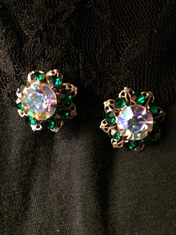 Vintage Rhinestone Earrings - Hollywood Glam Styl… - image 2