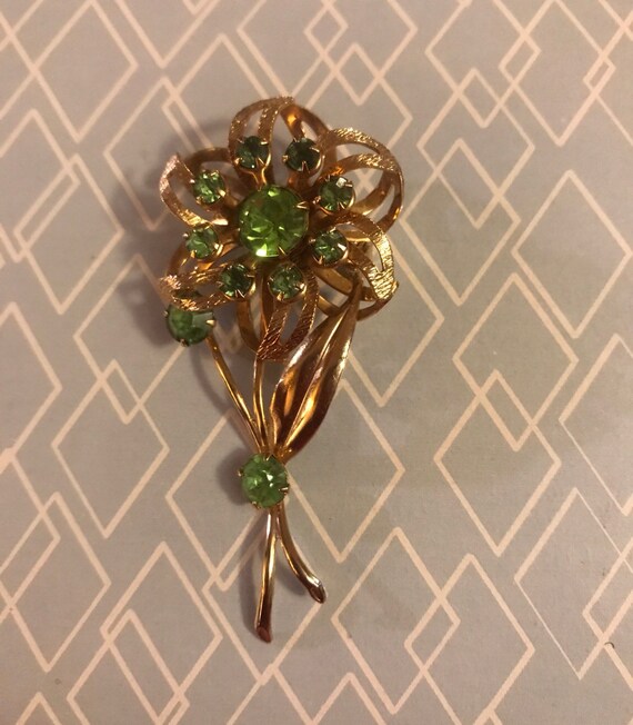 Vintage Rhinestone Flower Pin- Brooch - image 3