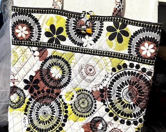 Vintage Vera Bradley Cocoa Moss Large Tote Bag