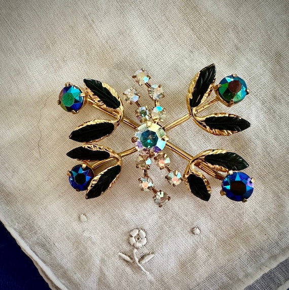 Vintage Austrian Crystal Flower Pin - Brooch - image 1