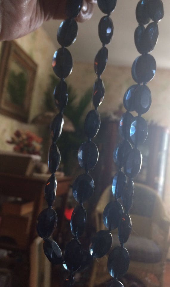 Blue Beaded Necklace - Deep Royal Blue Vintage Fa… - image 4