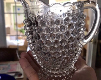EAPG Antique Pitcher - Columbia Glass Hobnail Pitcher Creamer