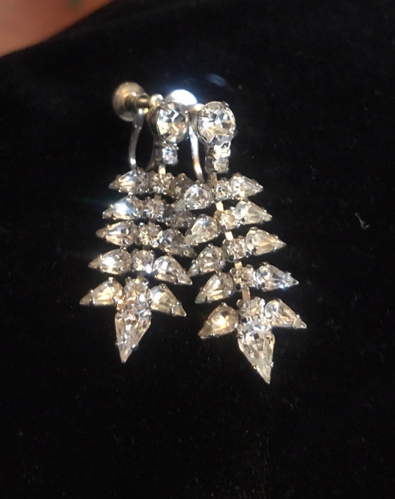 Rhinestone Earrings  - Vintage Hollywood Glam Sty… - image 1