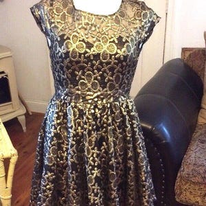 Vintage Dress - Eros Apparel Black And Gold Party Dress in Size Small