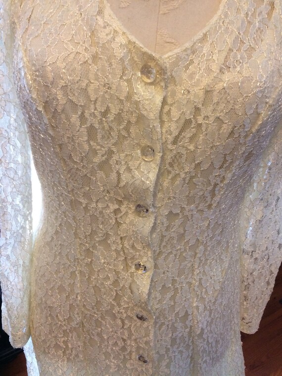 Vintage Dress - Boulevard De Paris Ivory Lace Dre… - image 3