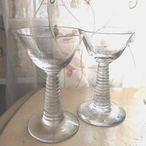 Two Bryce Ringmont Clear Blown Glass  Liqueur Glasses