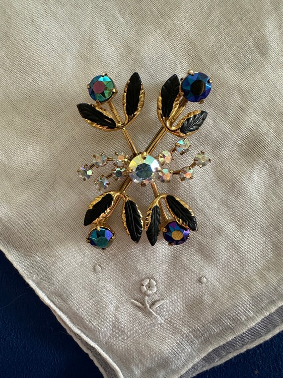 Vintage Austrian Crystal Flower Pin - Brooch - image 2