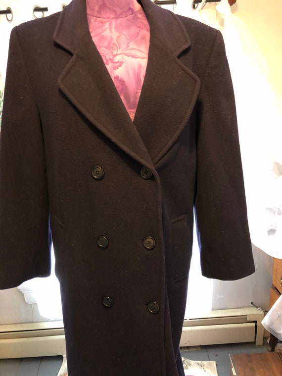 Vintage Stephanie Andrews Navy Blue Wool Coat - Size 10 - Long