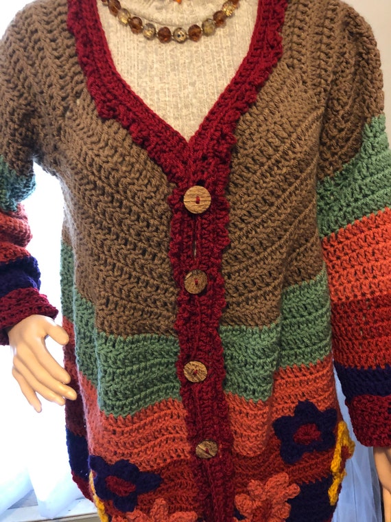 Beautiful Crochet Handmade Cardigan - Size M-L - image 2