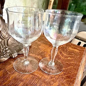 Pair of Antique Optic Cordial Wine Glasses