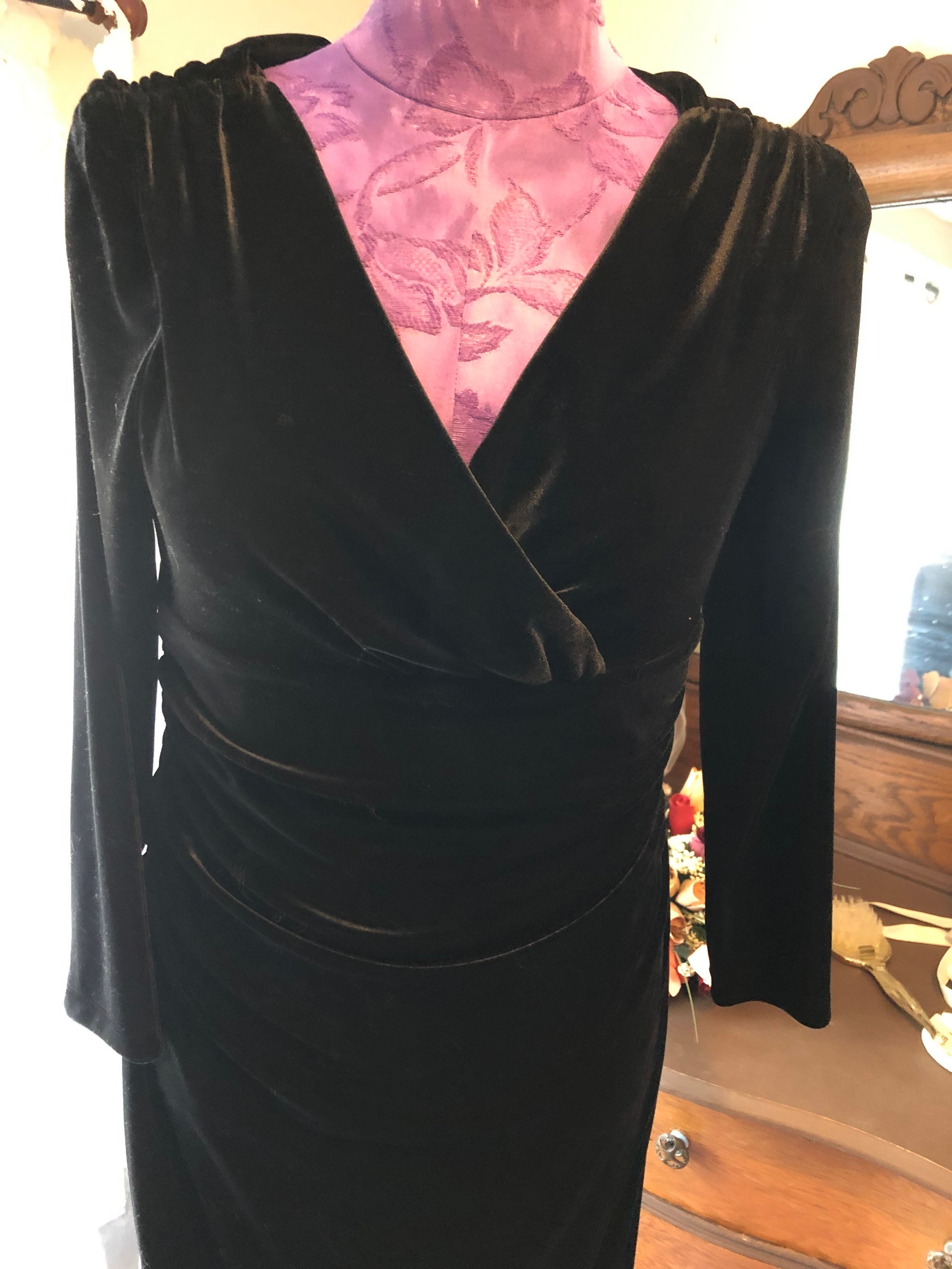 Chaps Velvet Dress. Sz 10 Black.stretch. Ruched Sides u0026 Back - Etsy UK