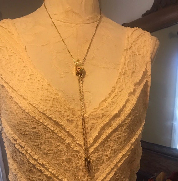 Vintage Victorian Style Signed DB Lariat Necklace - image 5