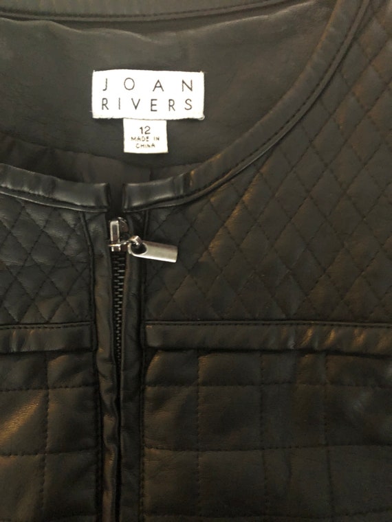 Joan Rivers Black Quilted Faux Leather Jacket - L… - image 2