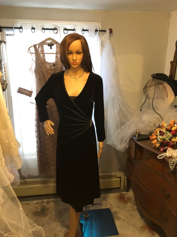 Connected Apparel Black Velvet Dress 
