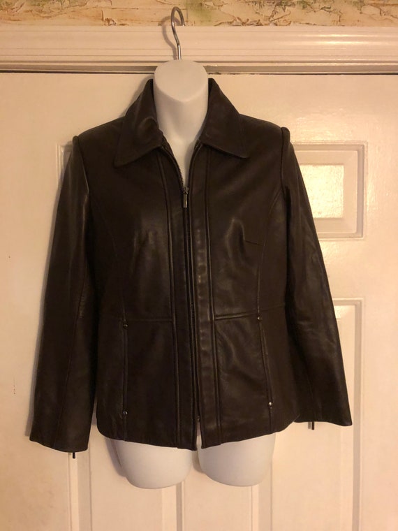 Ladies Style and Co Dark Brown Leather Jacket - Pe