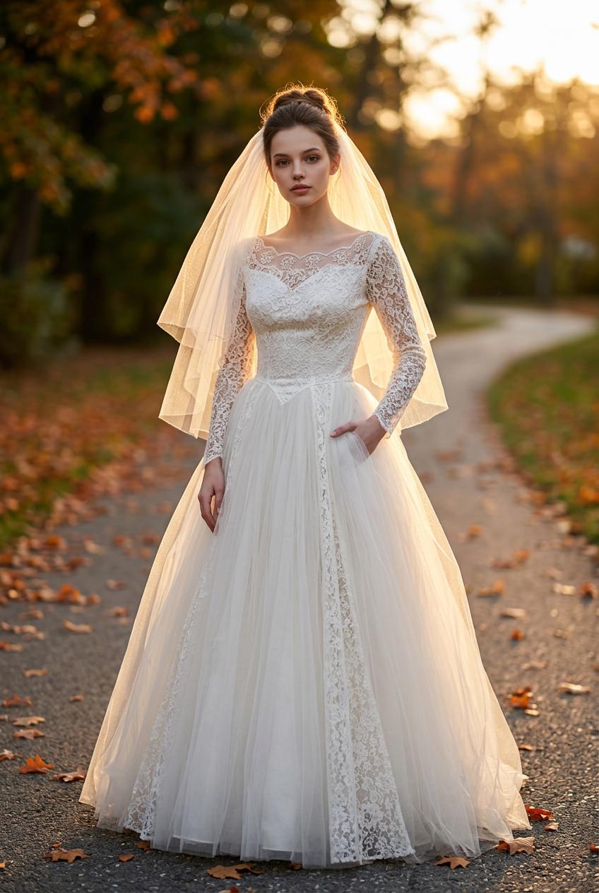 Vintage 1960s Tulle Wedding Dress with Lace, Veil - Etsy 日本