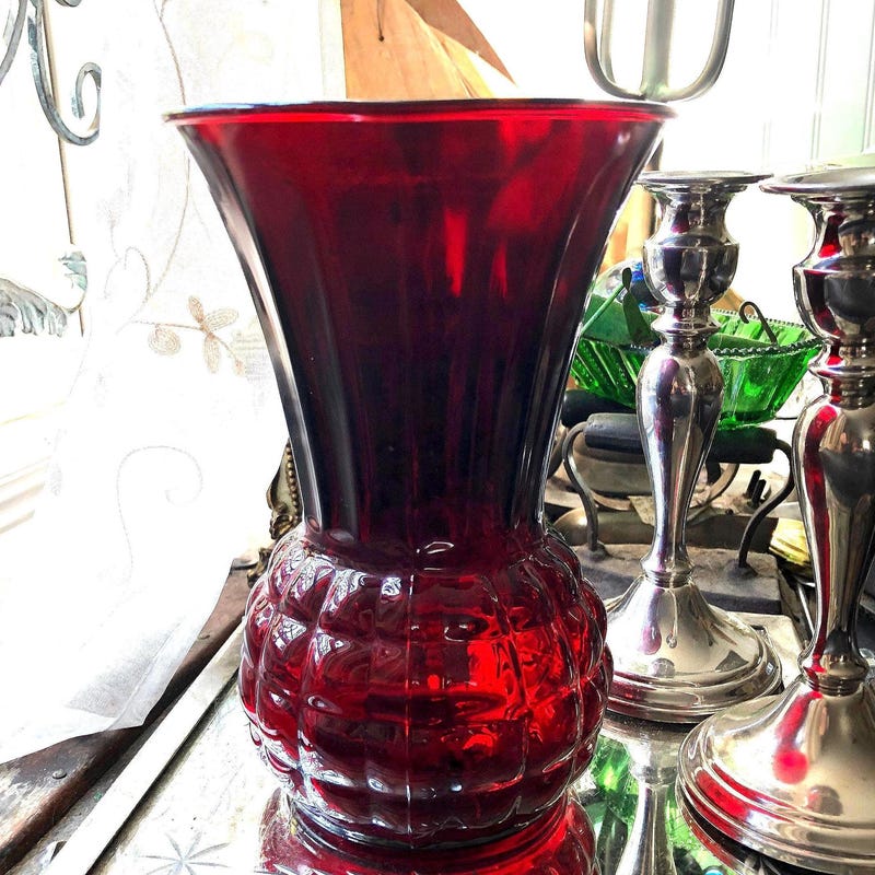 Ruby Red Vase - Etsy