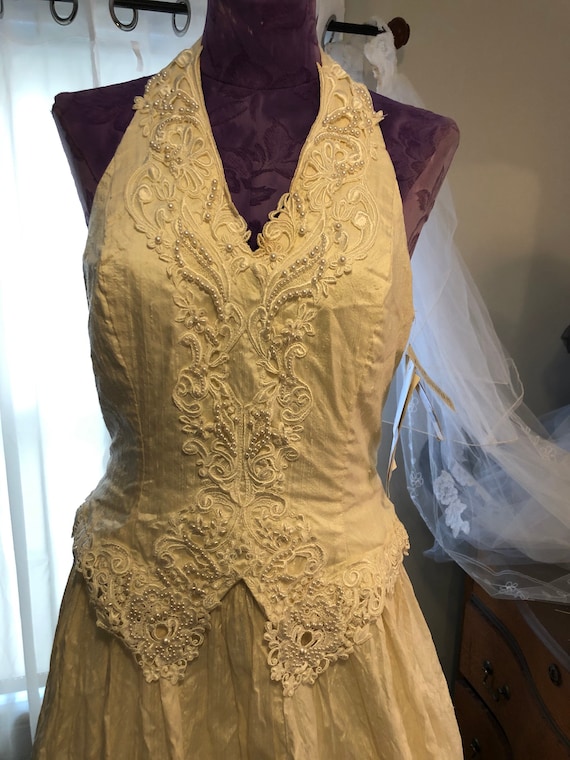 Vintage Jessica McClintock Silk Wedding Dress - S… - image 6