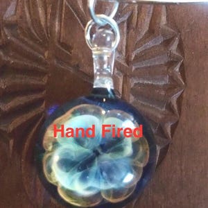Locally Handmade and Hand Fired Art Glass Pansy Pendant Necklace - Flower Design - Bohemian Necklace