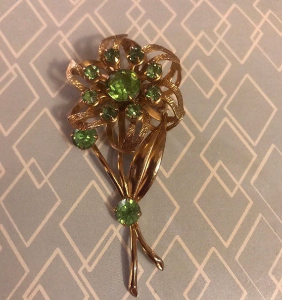 Vintage Rhinestone Flower Pin- Brooch - image 5