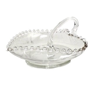 Imperial Glass Candlewick Heart Shape Handled Dish