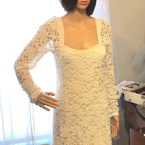Free People Dress -  Size Small Lace Dress with Velvet Trim