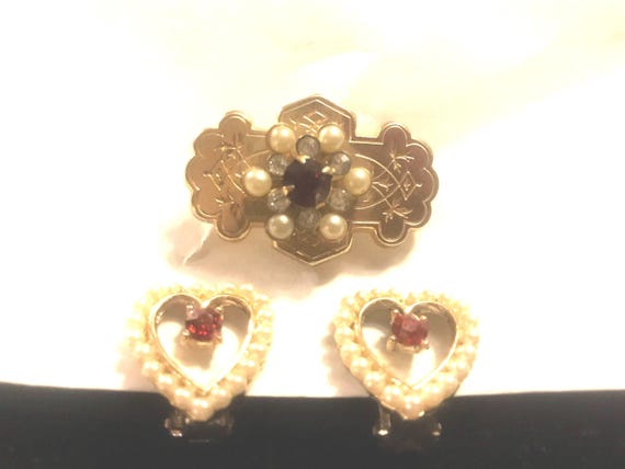 Art Deco - Vintage Ruby Red Rhinestone Art Deco D… - image 7