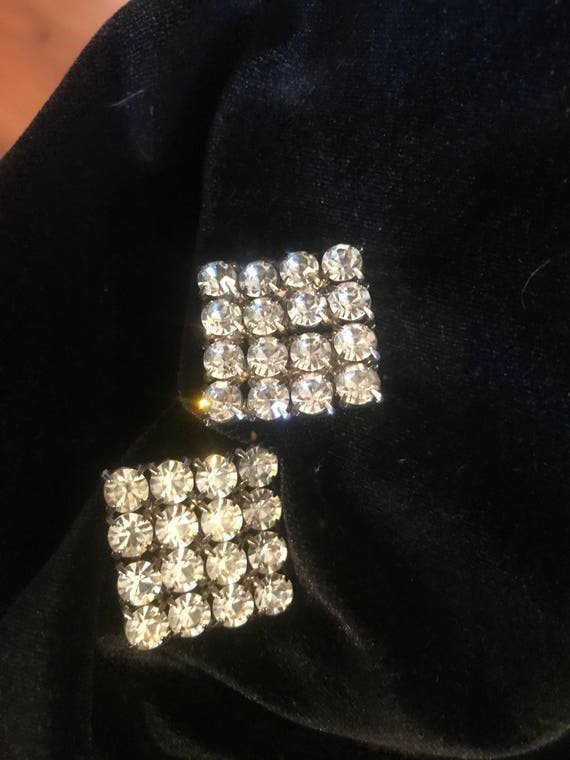 Rhinestone Earrings - Hollywood Glam Style Vintag… - image 3