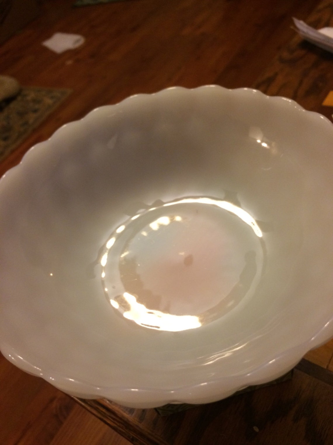 Vintage Anchor Hocking Milk Glass Bubble Serving Bowl Berry Etsy