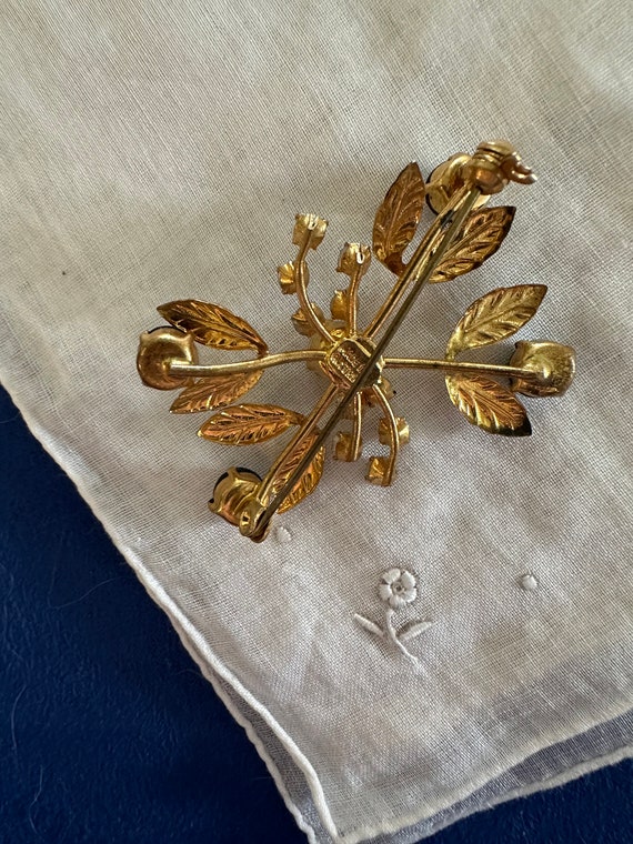 Vintage Austrian Crystal Flower Pin - Brooch - image 5