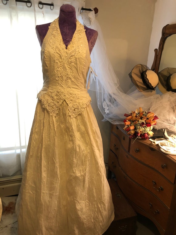 Vintage Jessica McClintock Silk Wedding Dress - S… - image 2