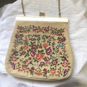 Vintage Petite - Needlepoint Embroidery Handbag - Purse