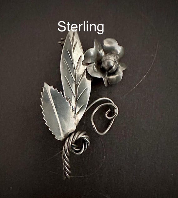 Vintage Sterling Hand Made Flower Pin Brooch - image 7