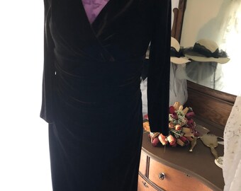 Chaps Velvet Dress. Sz 10 Black.stretch 