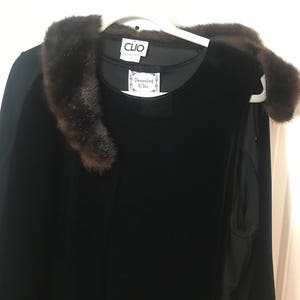 Vintage Velvet Dress Size Medium Black Velvet Dress and Jacket With Fur Trim image 6