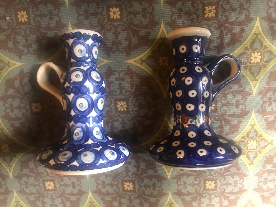 Polish Pottery Candlesticks Candle Holders Etsy
