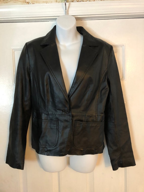 Ladies Black Leather Blazer - New York and Company