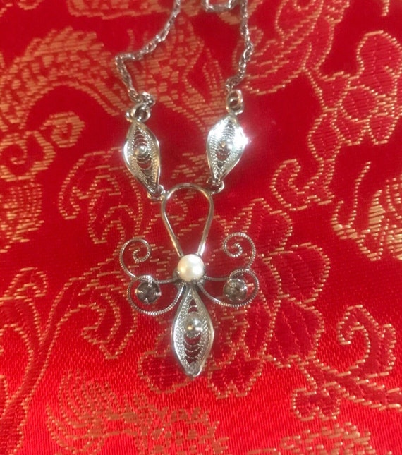 Sterling and Pearl Necklace