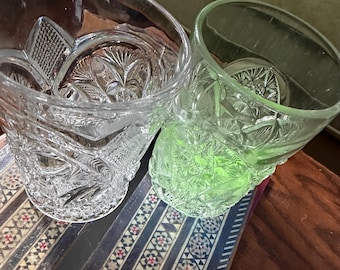 Manganese Glow - 20th Cent American Brilliant Period - 2 Pressed Glass