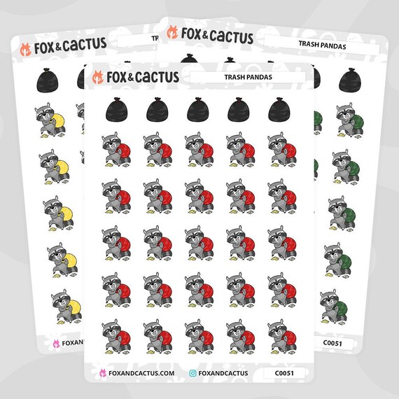Trash Pandas Bin Day Garbage Trash Panda Racoon Recycling Etsy