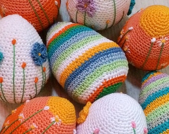 Uova di Pasqua decorative ad uncinetto, uova di Pasqua amigurumi, decorazioni per la casa, uova decorate, idea regalo